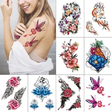 

Waterproof Temporary Sketchs Flowers Tattoo Stickers Flash Fake Body Tattoos for Women