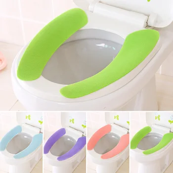 

Toilet Seat Cover Solid Color Soft Paste Toilet Seat Pad Washable Bathroom Warmer Seat Lid Cover Pad Toilet Sticky Seat Mat