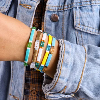 

Handmade Miyuki Bracelet For Women Summer Beach Colorful Crystal Beads bracelet Jewelry DelicaTila Beads Elastic Bracelet