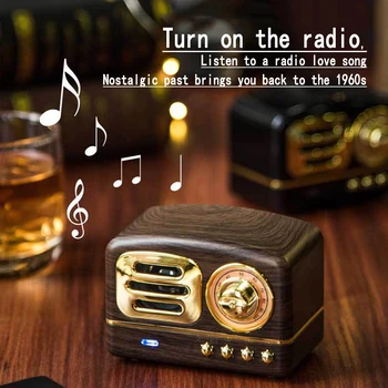 

Retro bluetooth wireless portable Stereo receiver Handheld Digital TF Player Speaker Rechargeable FM transmitter for home radios
