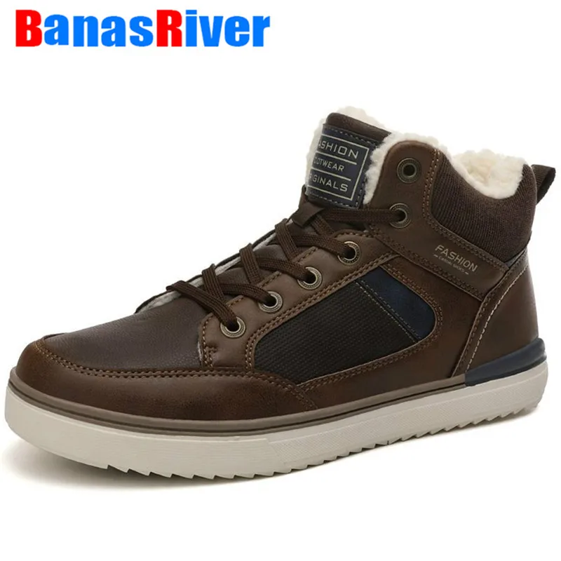 

Outdoor Winter Men Boots High Quality Plush Warm Fur Ankle Fur Snow Shoes Sneakers Botas Hombre Combat Flats Footwear Size 39-46