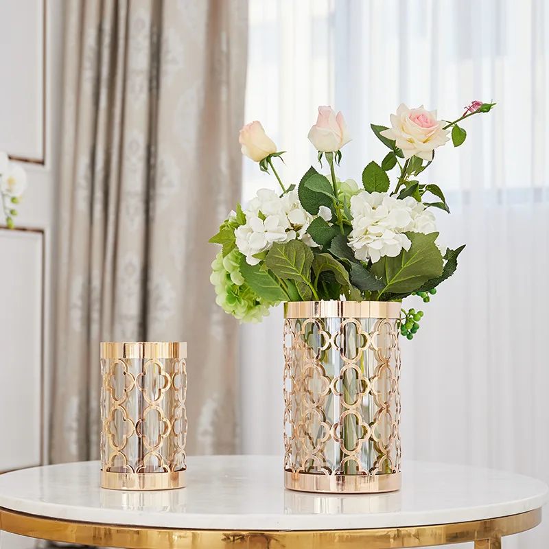 Цветочное украшение с металлическим покрытием для отеля дома ваза Европейский