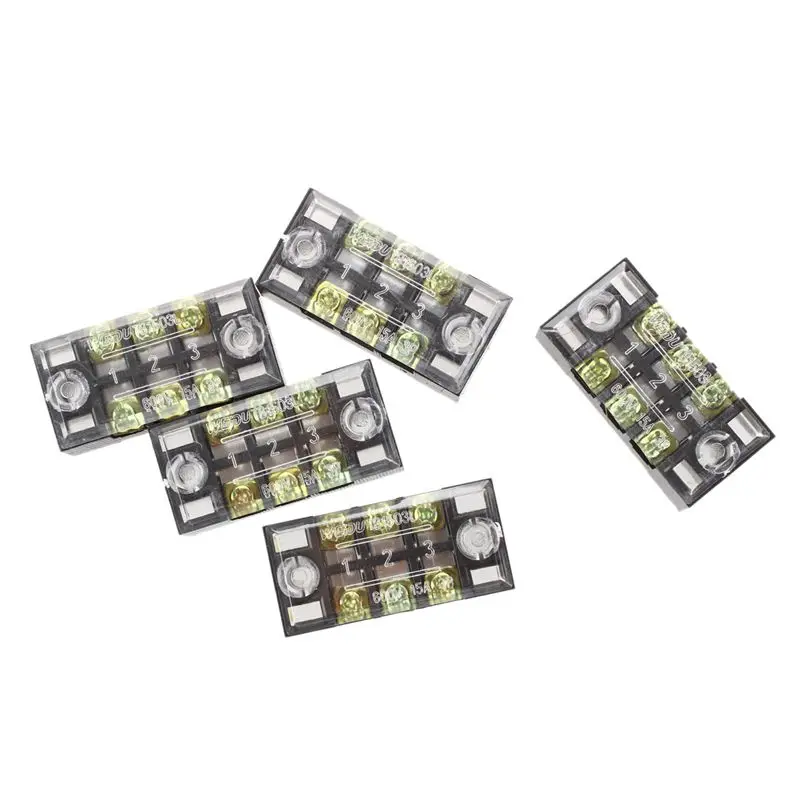

5 Pcs Dual Row 3 Position Screw Terminal Strip 600V 15A