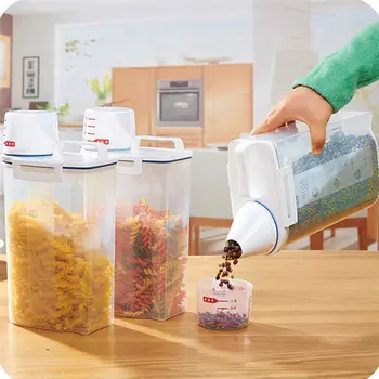 

1PC 2L Plastic Cereal Dispenser Storage Box Kitchen Grain Rice Food Container Moisture-Proof Rice Storage Barrels Storage Can U3
