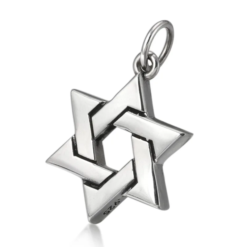 Pure s925 Silver Jewelry Six-Pointed Star Letters Men And Women Pendants