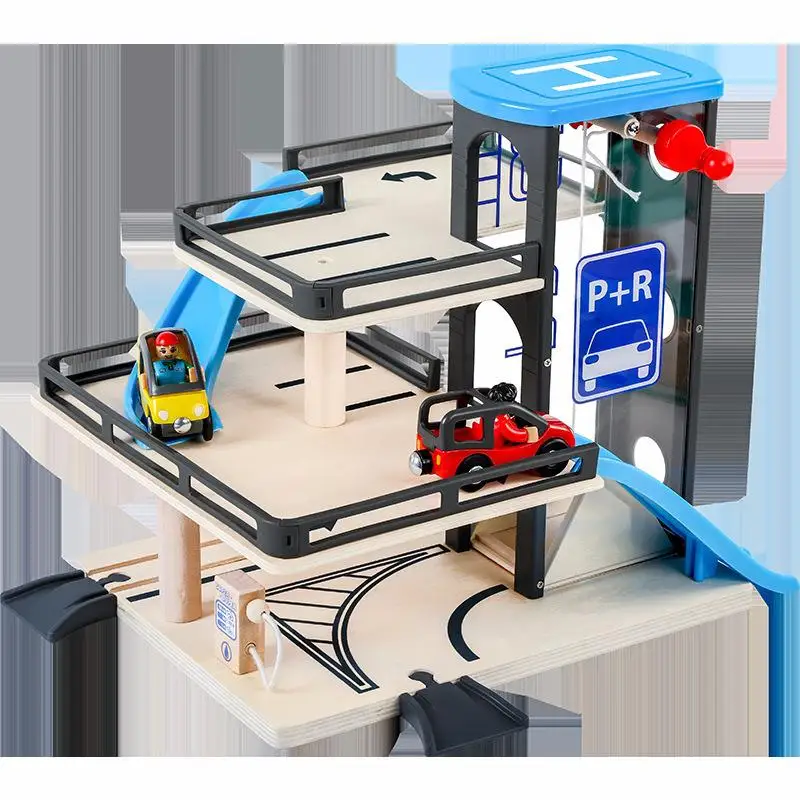 Children's Parking Lot Educational Toy Car Model Car 2 Boy 4 Girl 5 Track Glider Toys For Children Wooden Cars Wooden Railway