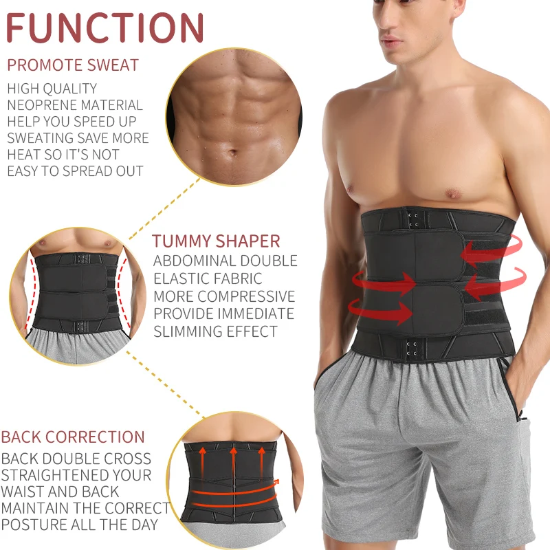 Men Waist Trainer Fitness Slimming Belt Sauna Body Shaper Corset For  Abdomen Weight Loss Trimmer Belt Sweat Workout Fat Burner - Shapers -  AliExpress