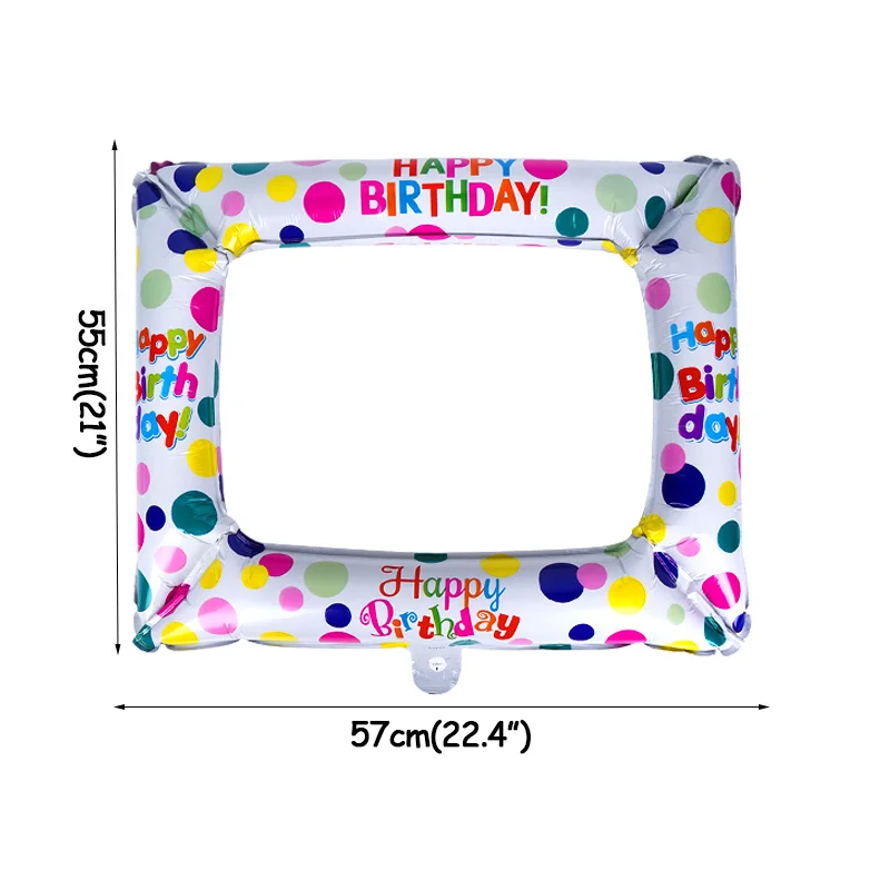 1pcs photo frame WEIGAO Blue Pink Balloon Aluminum Foil Photo Frame Photo Booth Props Happy Birthday Family Party Decoration Photo Picture Frame - Цвет: 1pcs photo frame
