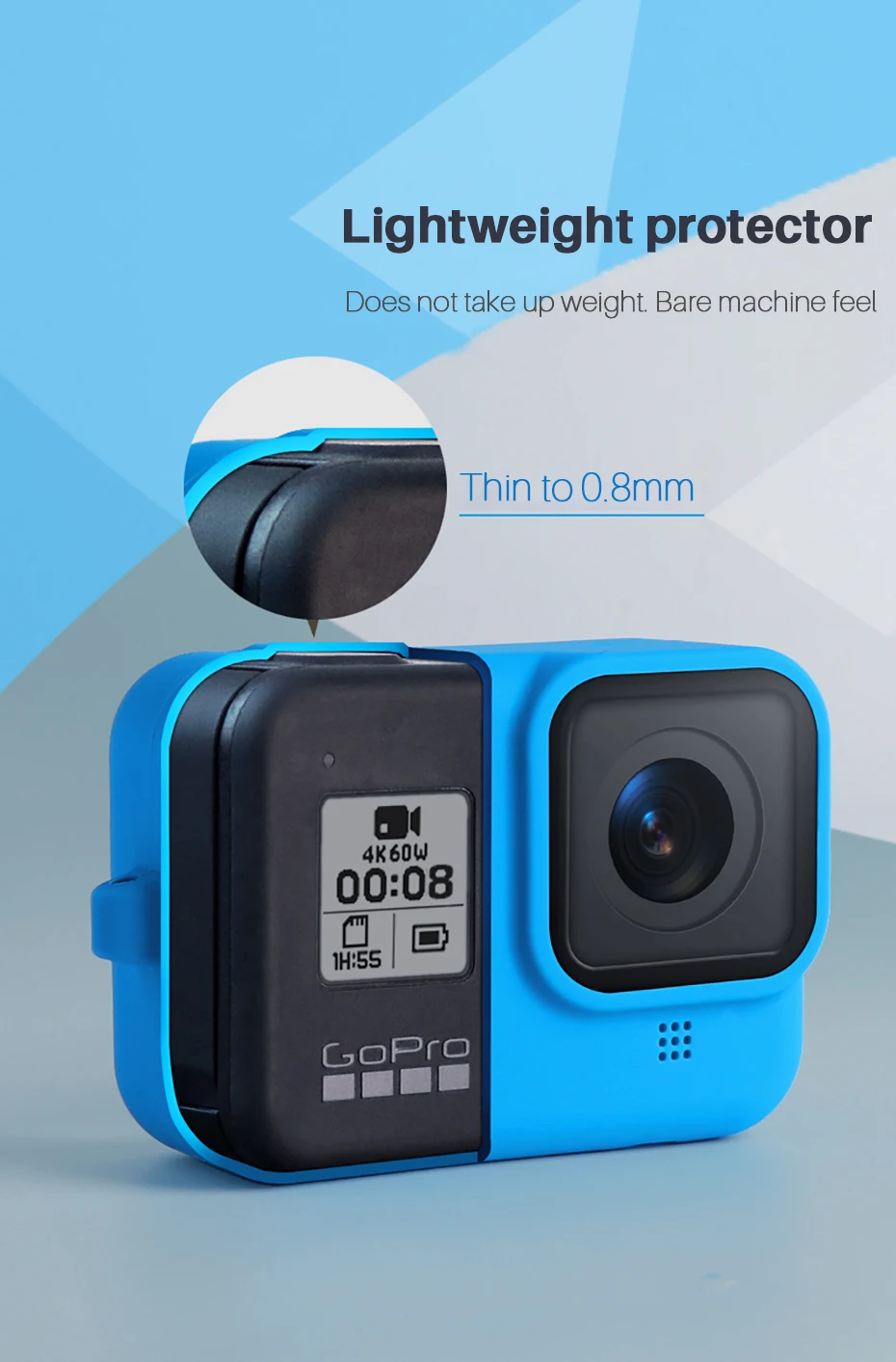 RUIGPRO силиконовый чехол, защитный чехол для Gopro Hero 8, черный, синий, мягкий чехол, чехол для спортивной экшн-камеры, аксессуары