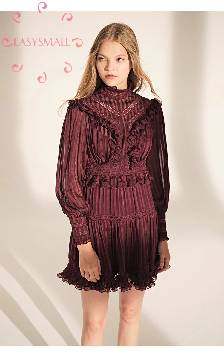 EASYSMALL For Love Lemons, женское платье, модное, сексуальное, красное вино, высокое качество, сплайсинг, высокий воротник, тонкое, обтягивающее, повседневное, с высокой талией, платье