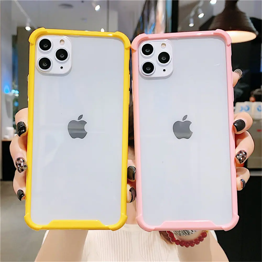Lovebay прозрачный противоударный чехол для iPhone 11 Pro X XR XS Max 7 8 Plus, яркий однотонный чехол для телефона s, твердая акриловая задняя крышка