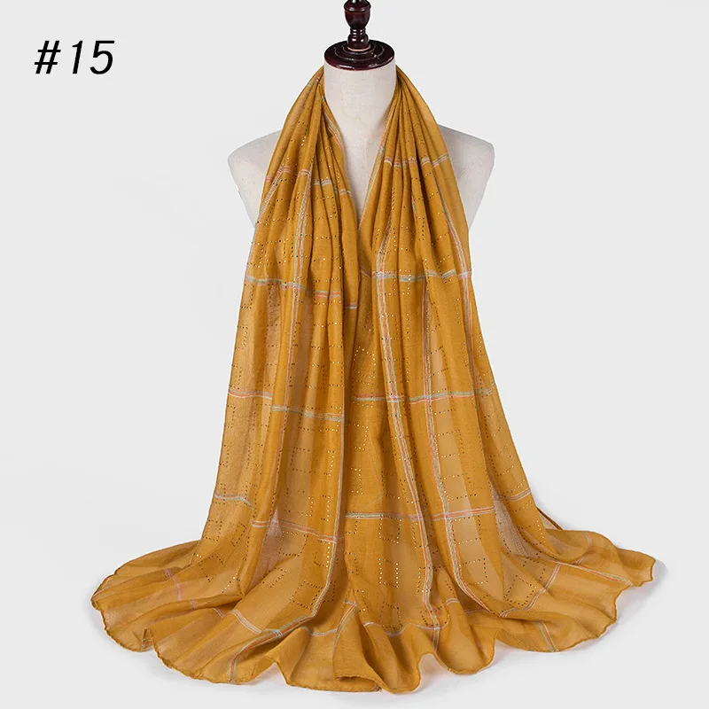 95*180 см Высокое качество мусульманский платок хлопок и лен камень блеск шарфы женский этнический hui стиль хиджабы-шарфы - Цвет: 15