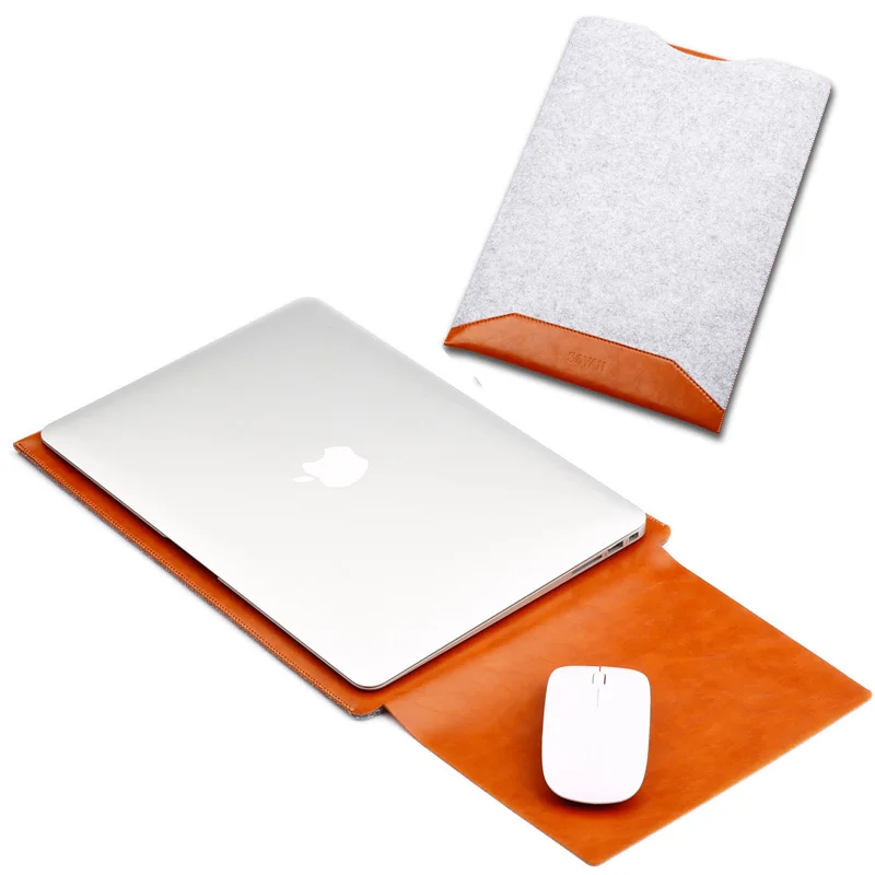 brown Чехол для мыши, чехол для ноутбука Xiaomi Macbook Air 12 13, чехол retina Pro 13,3 15 15,6, Модный чехол для ноутбука из искусственной кожи - Цвет: brown
