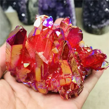

100-280gg Rare and beautiful specimens of red flame-halo quartz crystal clusters