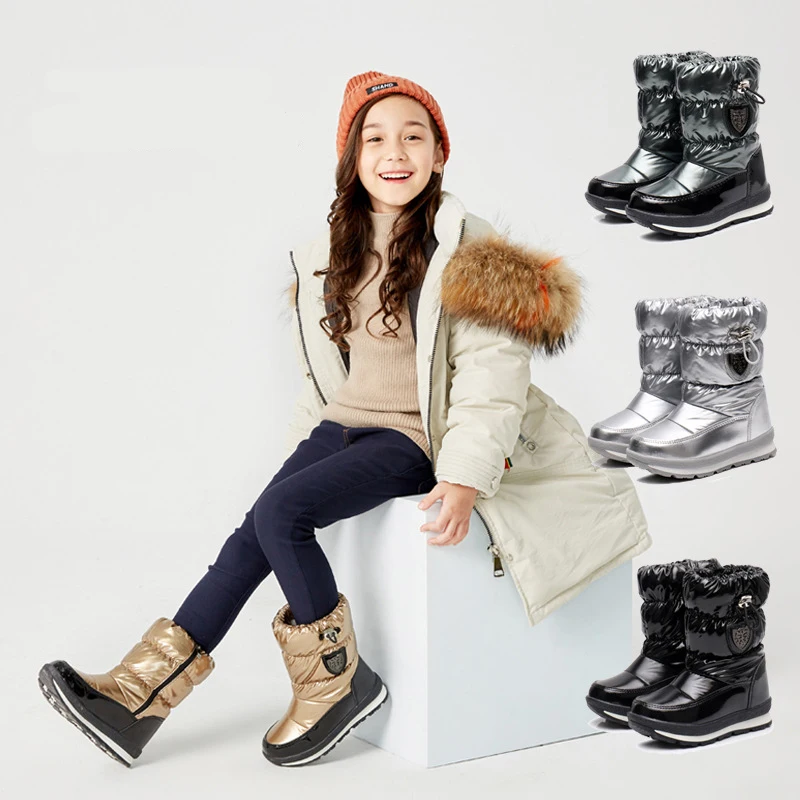 Русские детские зимние ботинки; обувь для девочек; Зимние ботильоны; модная шерстяная детская обувь; водонепроницаемые кроссовки для студентов; детские ботинки