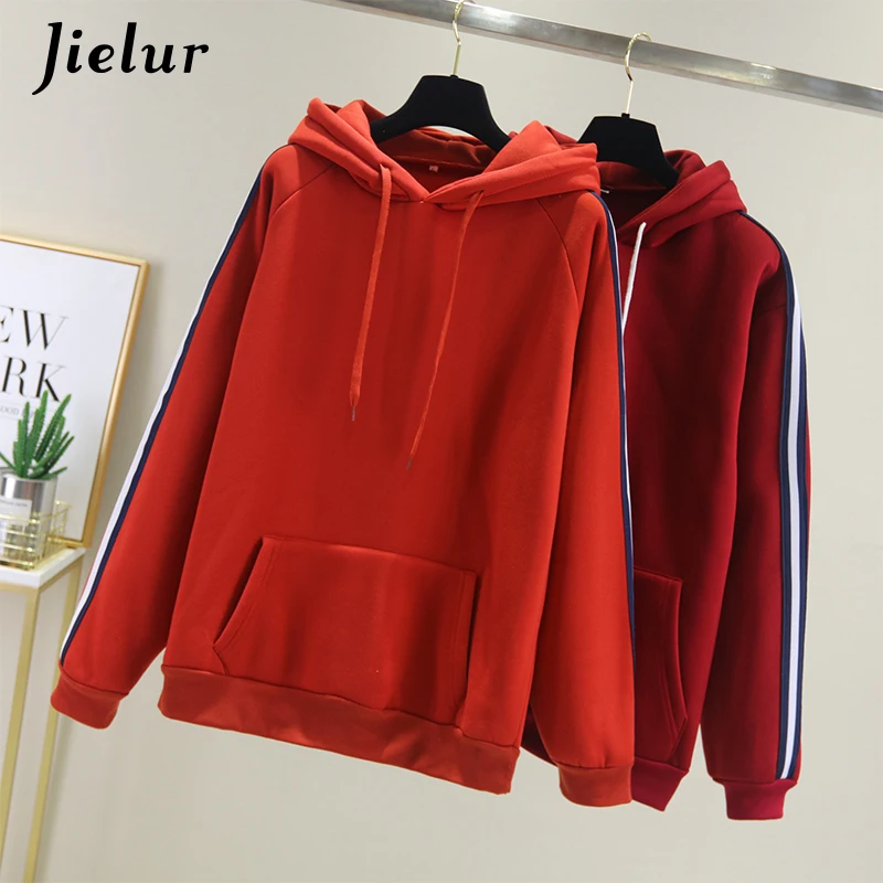Jielur хипстерские Лоскутные Полосатые толстовки женские зимние свободные