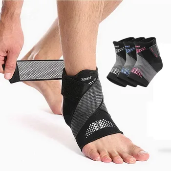 1PCS Ademende Anti-verstuiking Enkel Ondersteuning Brace Hoge Elastische Band Druk Basketbal Voetbal Fitness Sport Enkel Protector