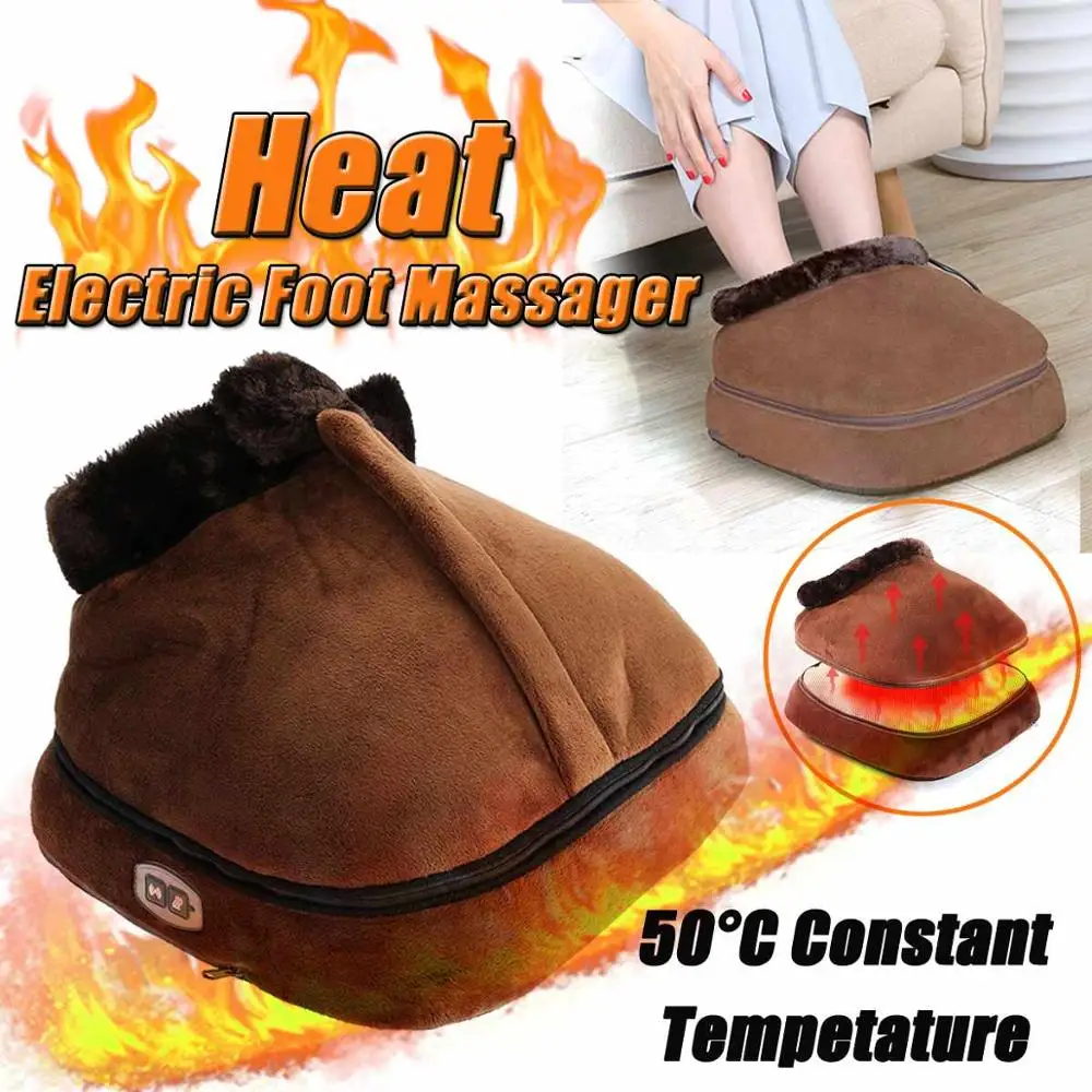 2 IN 1 Electric Heated Foot Cosy Velvet Feet Heated Foot Warmer Massager Shoes 
