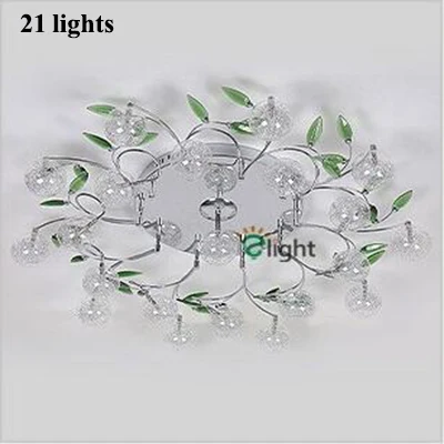 RC 21 lights Современный, хромированный, металлический, для спальни, светодиодные люстры, освещение, блеск, Хрустальный лист, для гостиной, светодиодная подвесная люстра, светильники - Цвет абажура: RC 21 lights