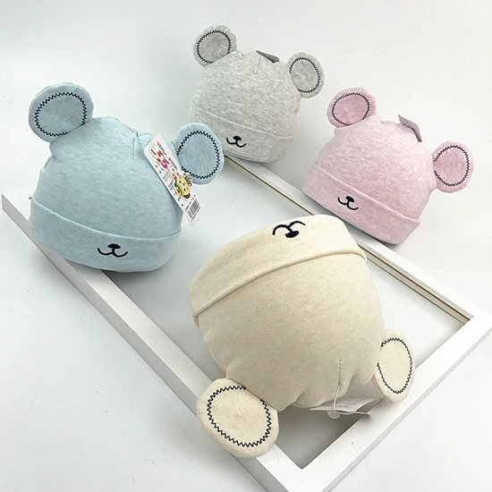 New baby caps autumn and winter baby warm hat thickening earmuffs baby hat cold bear newborn baby knitted hat
