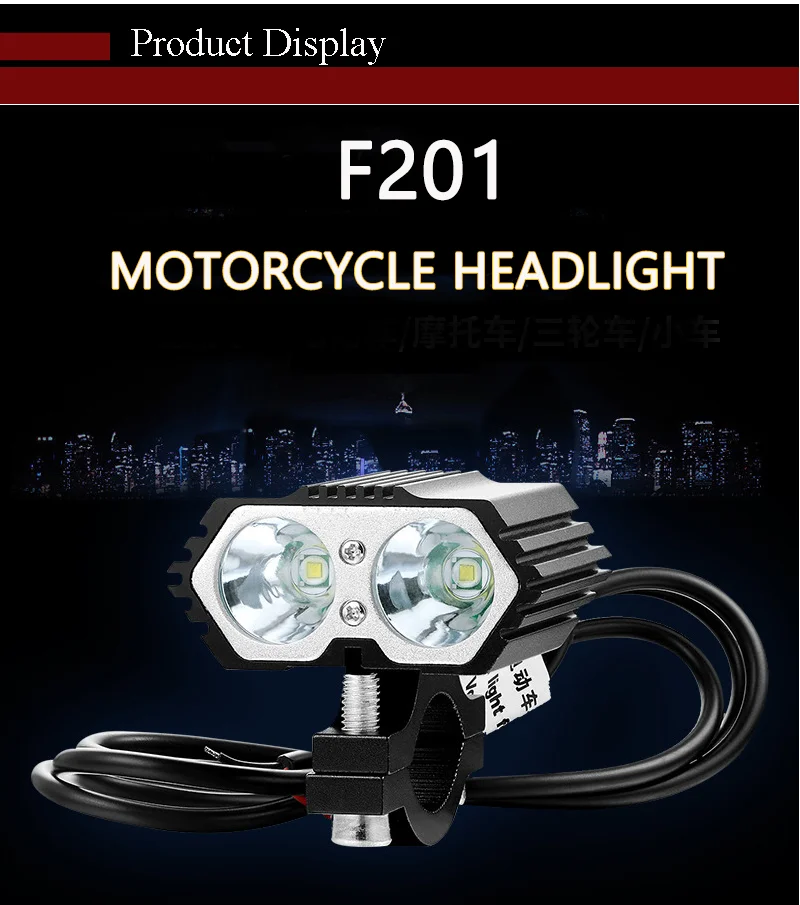 Headlight Led Motorcycle X2 20W Bulbs Headlights Spotlights Fog Light for Motorbike scooter Bicycle 12V Moto Light Driving Lamp