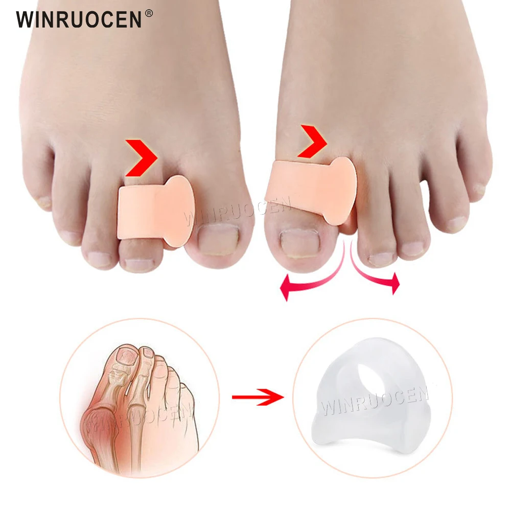 2Pcs index finger Hallux Valgus Separator Silicone Corrector Insoles Toe Overlapping Toe Pain Relieve Insert Foot Care Corrector