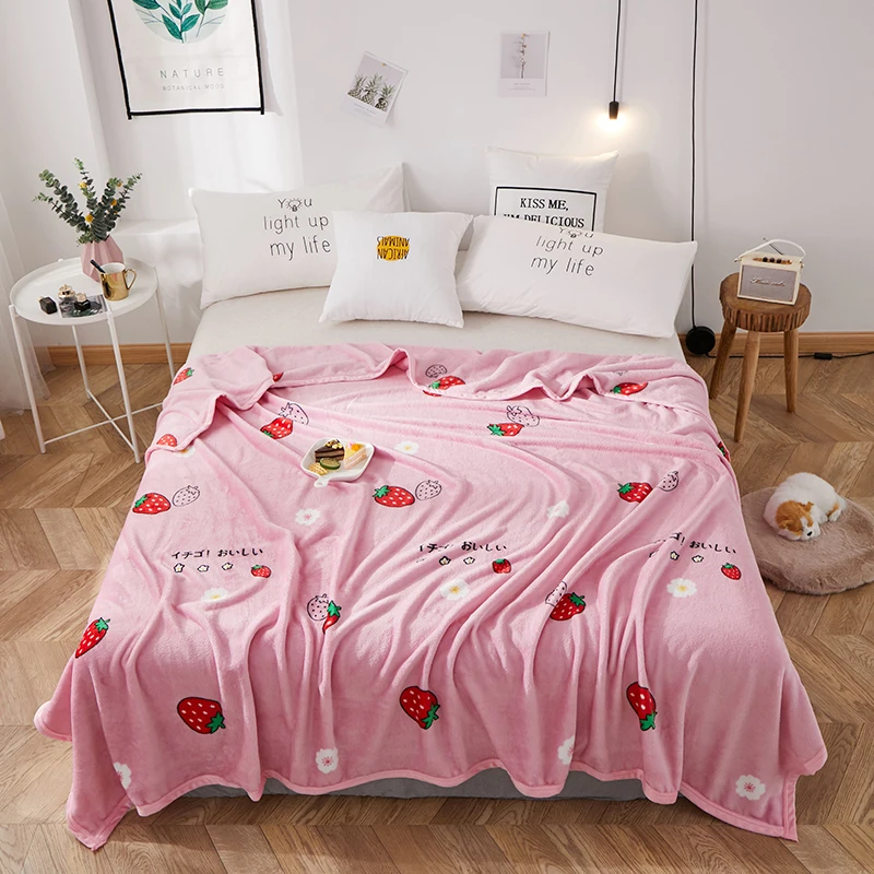 Одеяла с клубничкой, розовые одеяла, Твин, полный королева, король, девочки, покрывало одеяла, Фланелевое покрывало для кровати/автомобиля/дивана, роскошные коврики с изображением цветов