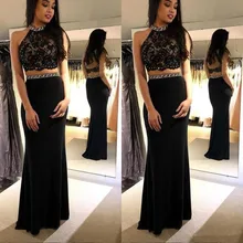 Скромные черные платья из двух частей для выпускного вечера vestido de festa Русалка вечернее платье с открытой спиной импортные вечерние платья
