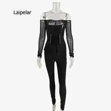 Aliexpress - 2021 New Women’s Mesh Waist Lace Up See Through Sexy Long Sleeve One Piece Jumpsuits