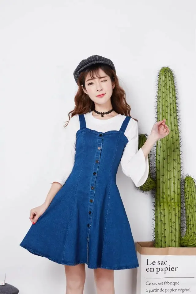 

Summer New Style Korean-style Dress Women's Slim Fit Slimming Base Strapped Dress Hong Kong Flavor Cowboy Short Skirt Fashion J8