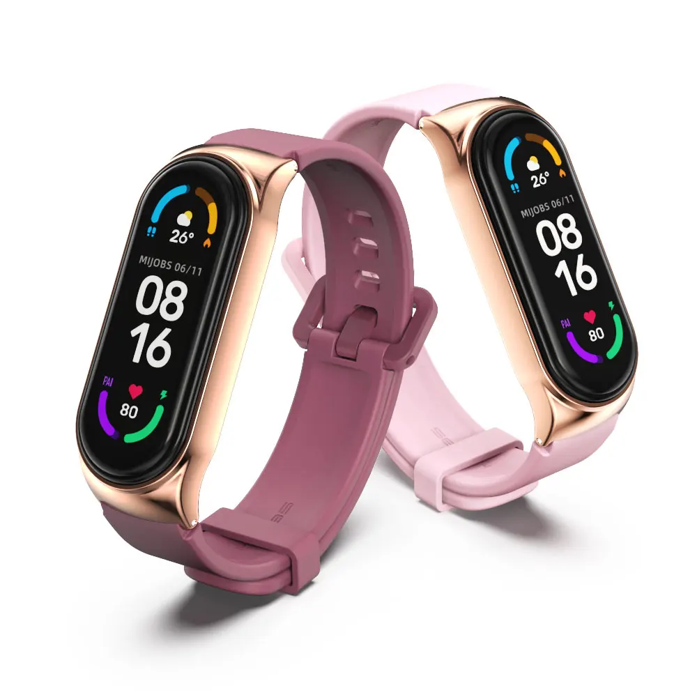 Mica 3d curva + Correa Para Xiaomi Mi Band 5 y 6 - ROSA GENERICO