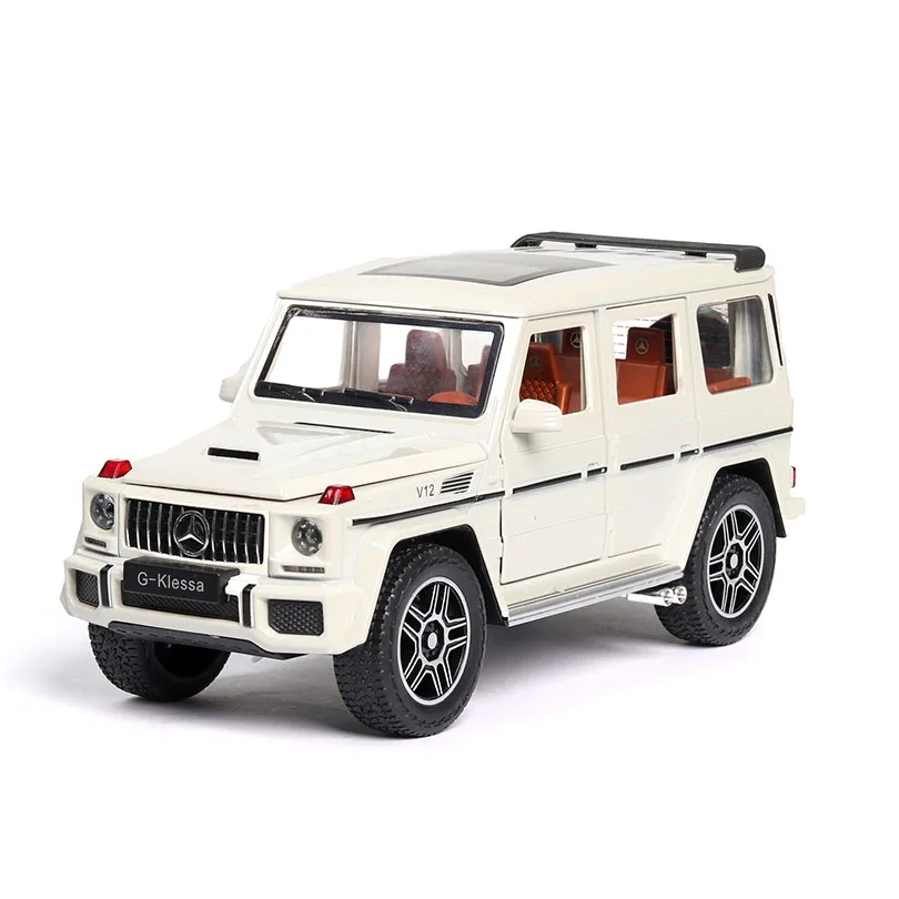 1/24 большой G63 AMG игрушечный автомобиль модель сплав детские игрушки Подлинная Лицензионная коллекция военный внедорожник дети G-Klessa - Цвет: Белый