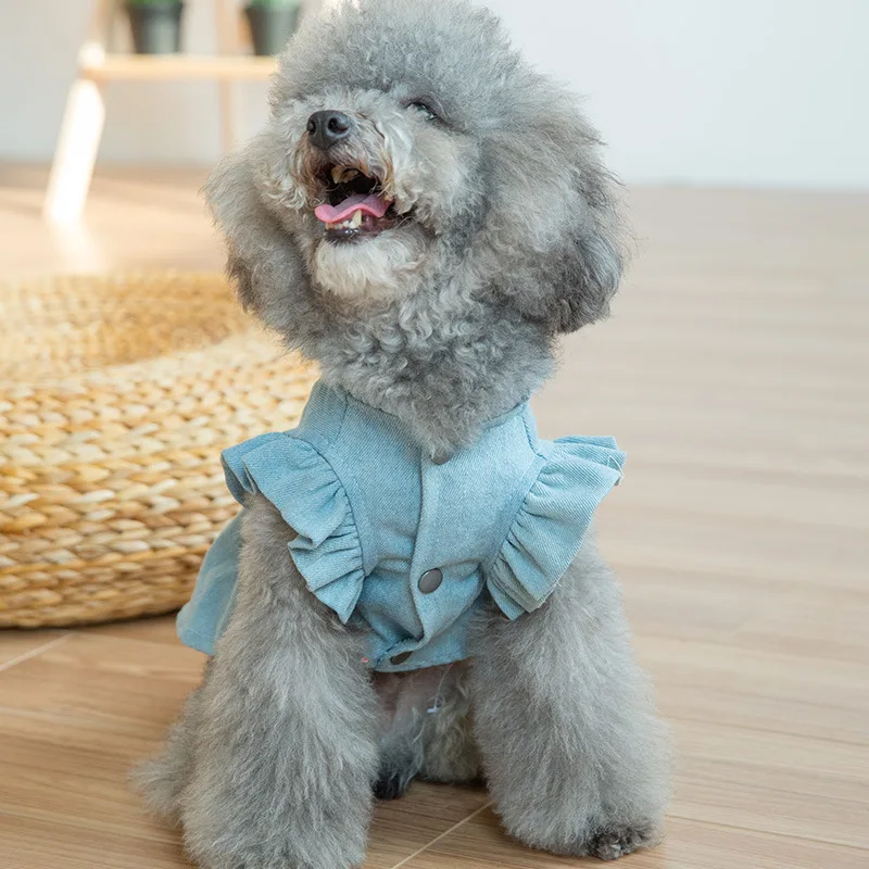 Pet Summer Dress for Dogs Cats Pet Dog Clothes Medium Small Dog Dress Skirt Puppy Clothing Spring Fashion Jean Pet Clothes XS-XL