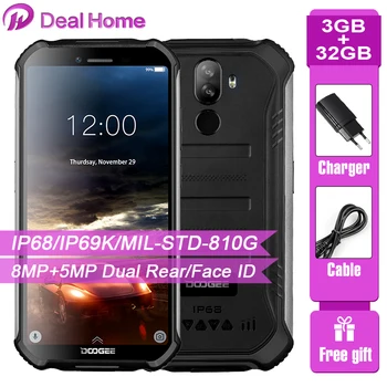 Перейти на Алиэкспресс и купить Doogee S40 5,5 дюймЭкран Водонепроницаемый, 3 Гб оперативной памяти, Оперативная память 32GB Встроенная память смартфон MTK6739 4 ядра Android 9,0 4650 мАч 8.0MP NFC 4 а...