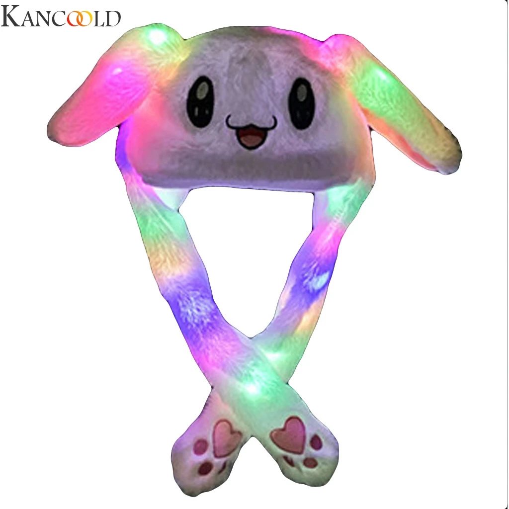 KANCOOLD, милая светящаяся плюшевая шапка-кролик, забавная игрушка для игр, движущиеся заячьи уши, подушка безопасности, игрушка, шапка, подарки для детей