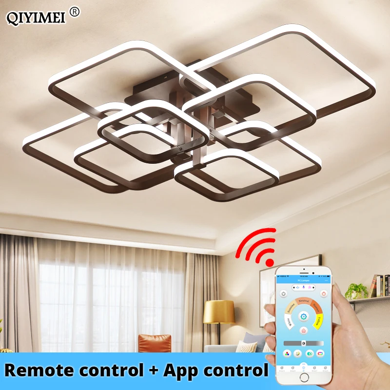 Vente Carré Circel anneaux plafonniers pour salon chambre maison plafond moderne à LEDs luminaires lustre plafonnier livraison directe