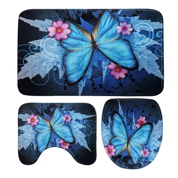 

Fashion Printed Butterfly Toilet Seat Cover Rug Set Home Decoration Bathroom Toilet TB Sale
