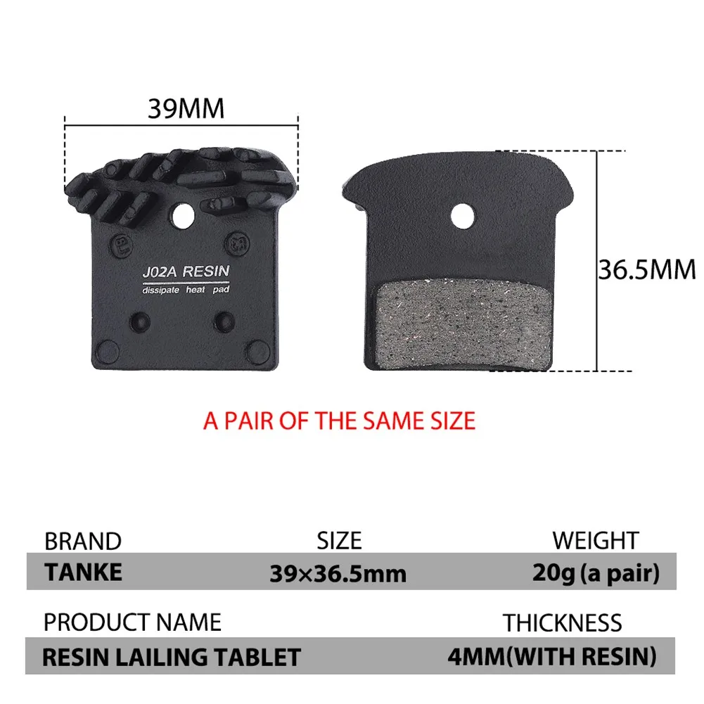 Bicycle Disc Brake Pads 1 Pair MTB Bike J02A Resin Cooling Fin Ice Tech Hydraulic Disc Brake Pads Oil Brake Calipers SLX Deore XT XTR M8000