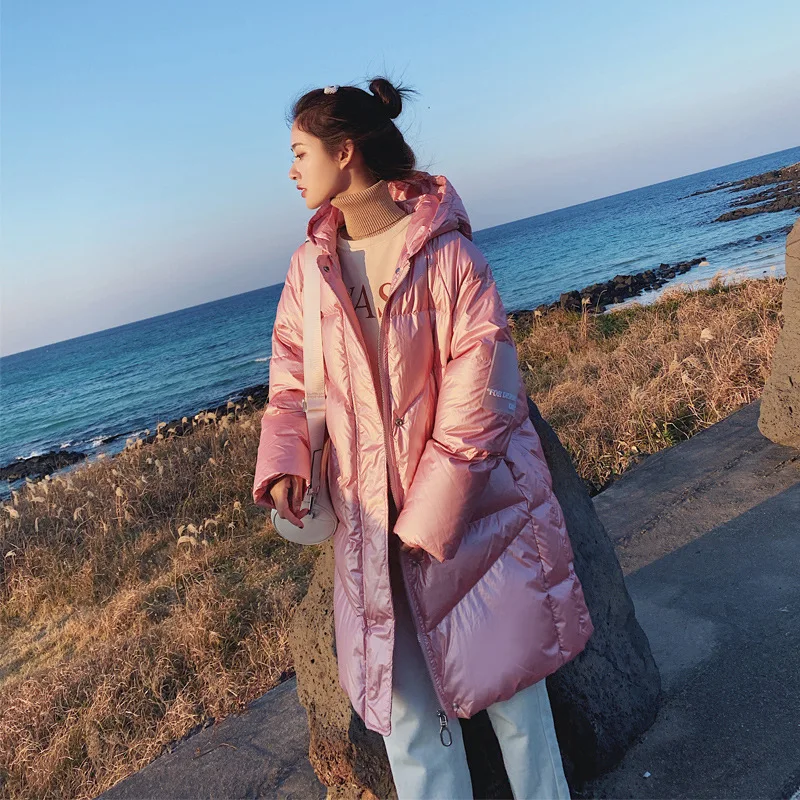 

Dongdaemun Bright Surface Cotton Coat Women's Mid-length over-the-Knee Loose-Fit Slimming Winter 2018 New Style Cotton-padded Ja
