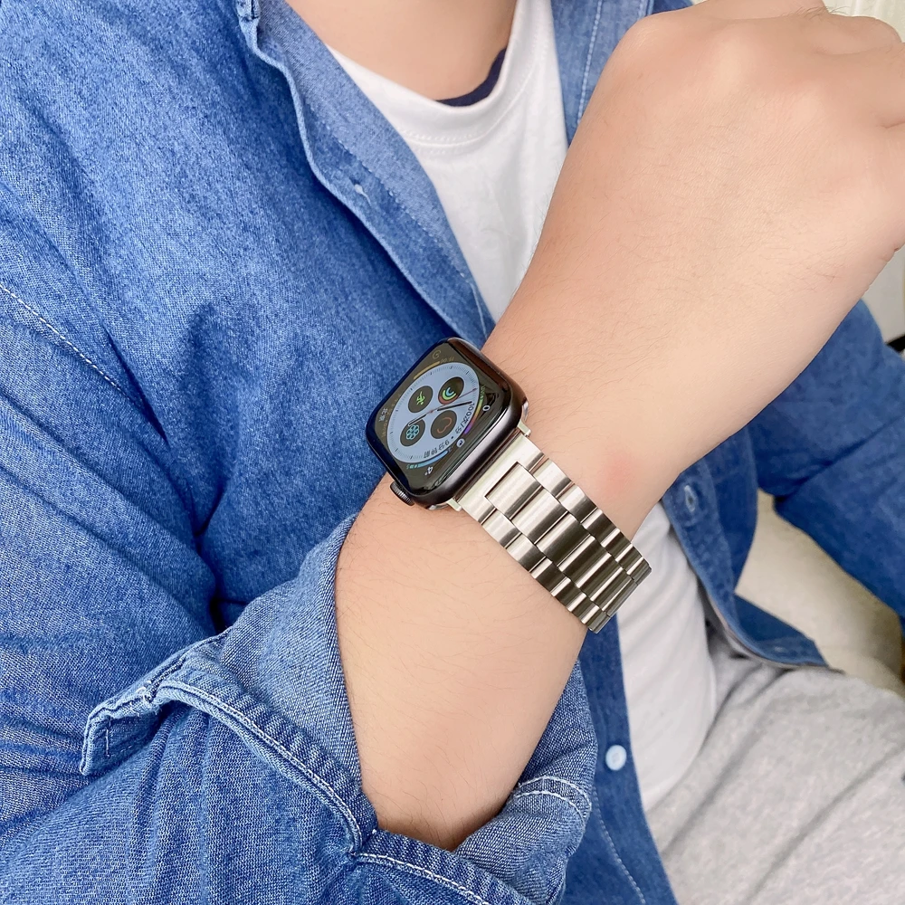 

Ремешок спортивный из нержавеющей стали для Apple Watch, браслет для iWatch 4 3 2 1 5 6 7 41 мм 45 мм, 38/42 мм 40 мм 44 мм