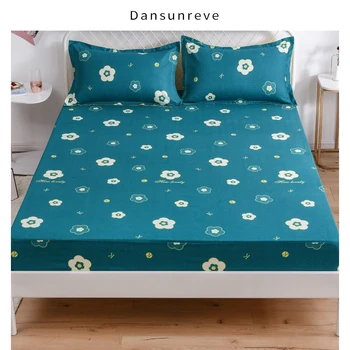 

Fitted Sheet With Elastic bed Linen Polyester Mattress Cover Rabbit Flower Printed Queen King Bed sheet with pillowcases 2020