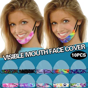 

10pc Restaurant Canteen Mask Smile Face Mask with Clear Vinyl Visible Expression Lip Reading Mask mascarillas reutilizables A60