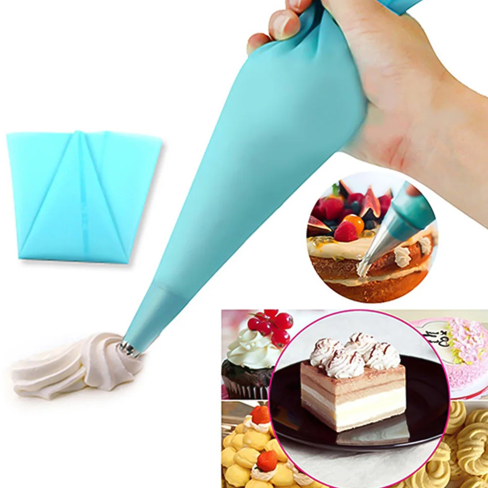 

8PCS/bag Silicone Icing Piping Cream Pastry Bag + 6 Stainless Steel Cake Nozzle DIY Cake Decorating Tips Fondant Pastry Tools
