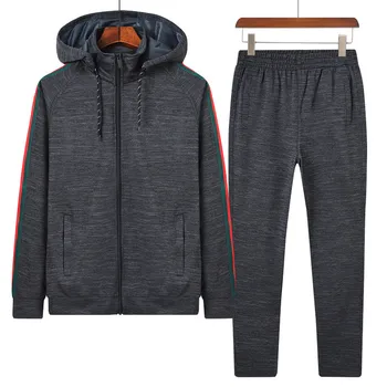 

Men's Tracksuit New Spring Autumn Clothing Hooded Sets Men Two Piece Zipper Sweatshirt+Pants Male Slim Fit Sportswear Suit