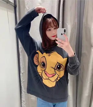

women Tee fashion sweatshirt the lion king Hoodies clothing pullover streetwear cartoon 2019 Autumn hooded oversize
