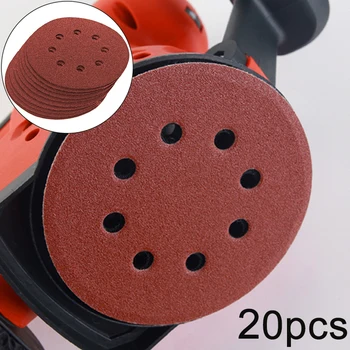 

20pcs Sandpaper 60 Grit Hook Loop 8 Hole Sheets Polishing Woodworking Metal Jade Removing Dust Sanding Discs