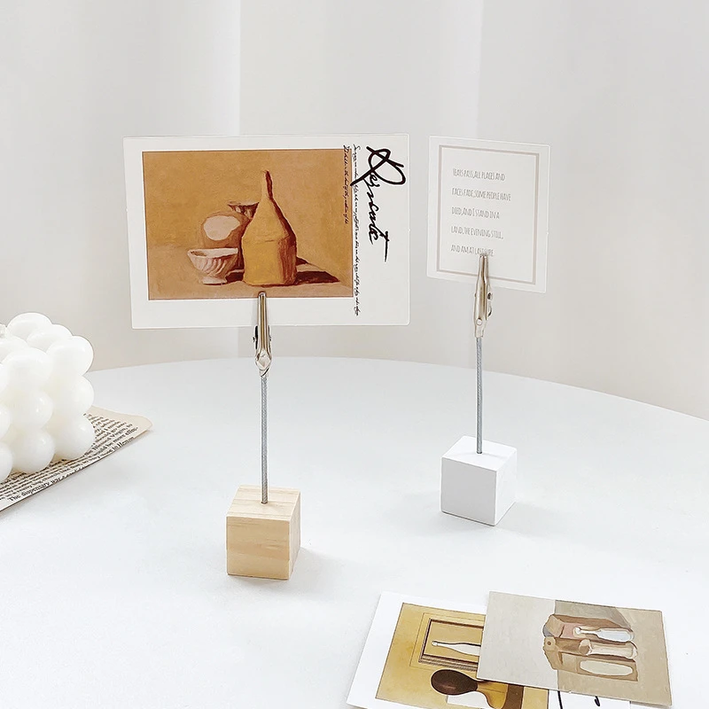 1pcs Retro Color Wood Photo Note Clip Mini Table Wooden Display Stand Holder for Memo Paper Desk Accessories Office School F891 3