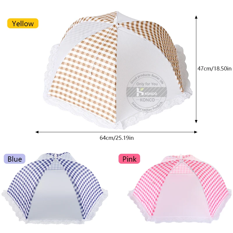 Konco Food Umbrella Cover Lace Mesh Screen Collapsible Anti Fly Mosquito Picnic Foods Covers food cover Kitchen Accessories Kitchen Tool