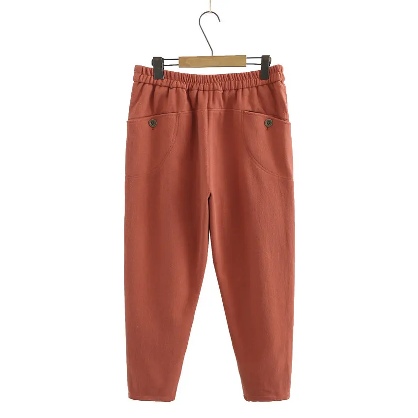 Зимние толстые флисовые шаровары женские повседневные термо брюки размера плюс