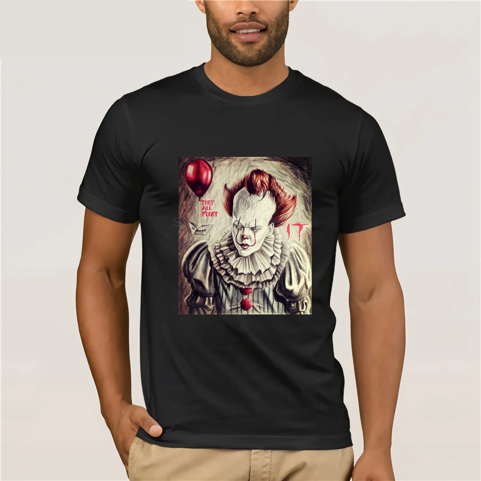 

Pennywise DANCING CLOWN T SHIRT IT MOVIE FILM RETRO VINTAGE HORROR CULT White Style Harajuku Funny Men T-Shirts Men Print
